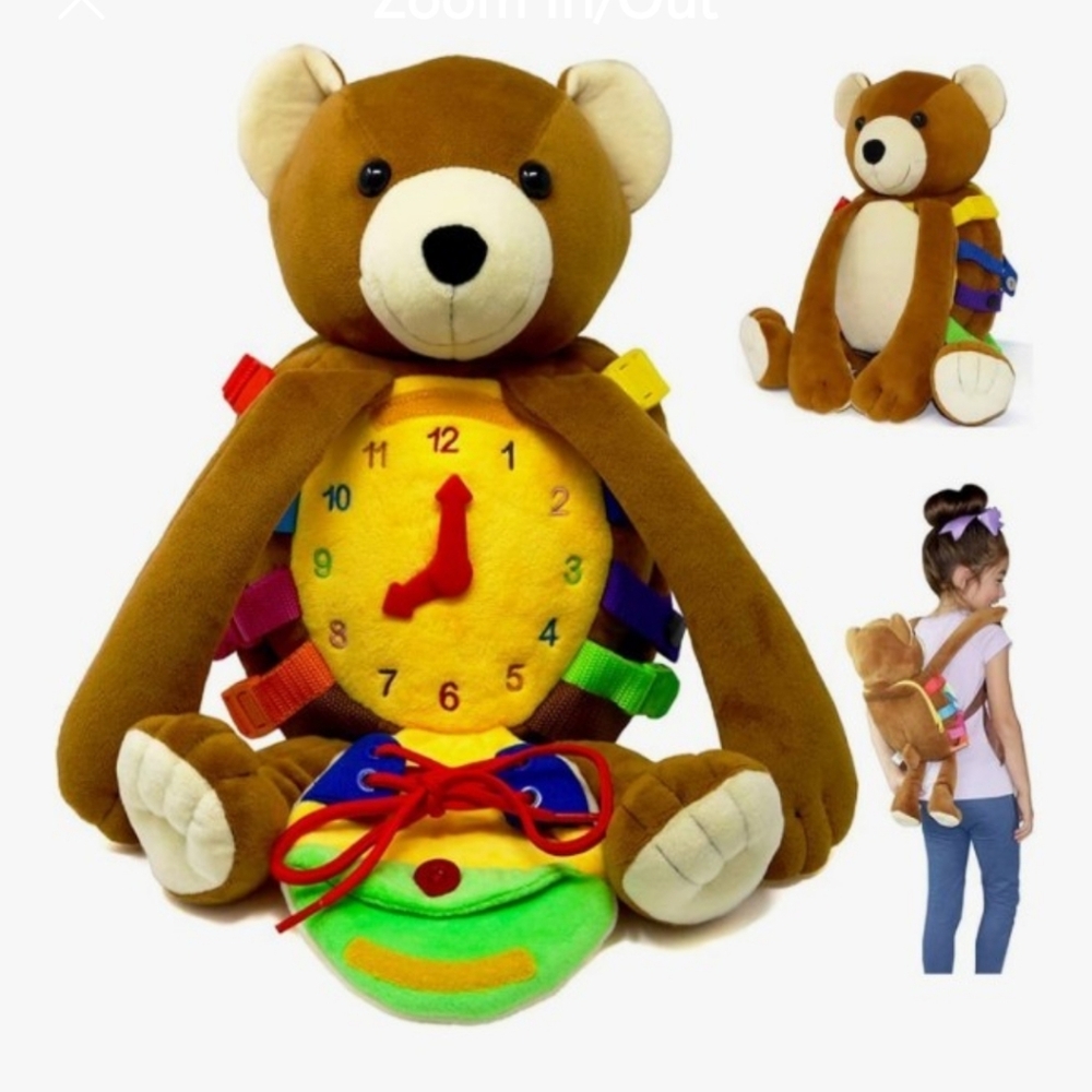 Interactive Bear Learning Toy with Clock
